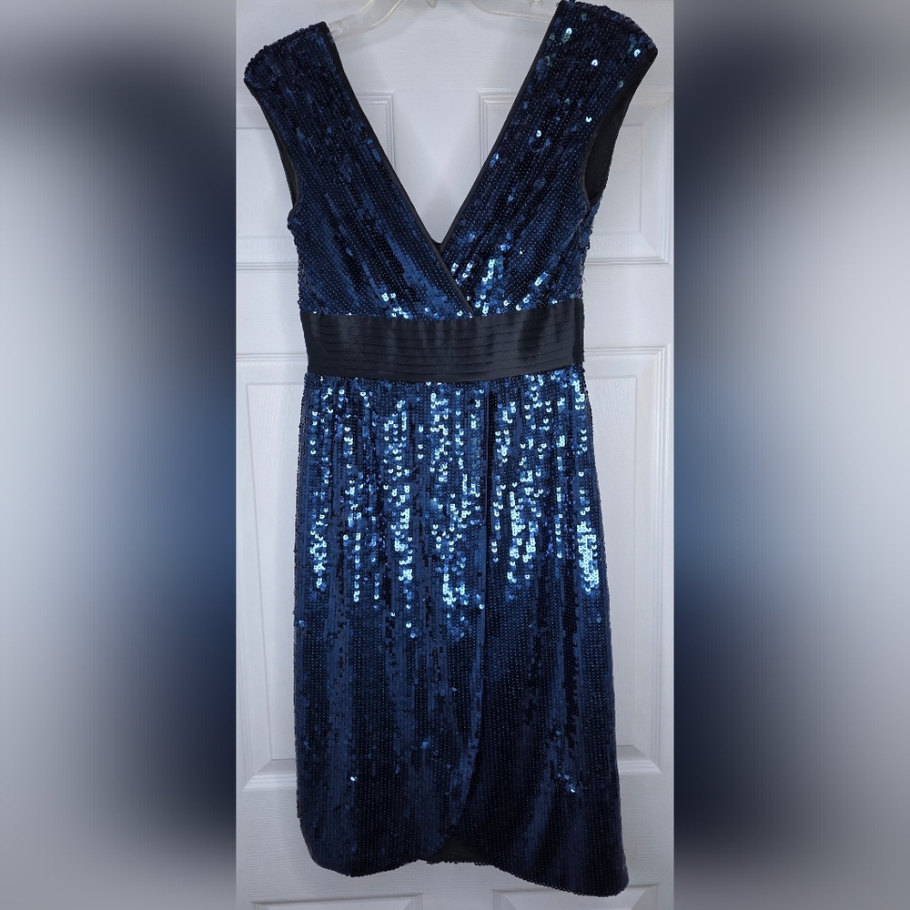 BCBGMAXAZRIA Reeve Sequin Dress Cobalt Blue Cocktail Glam Wedding Guest Sz XS